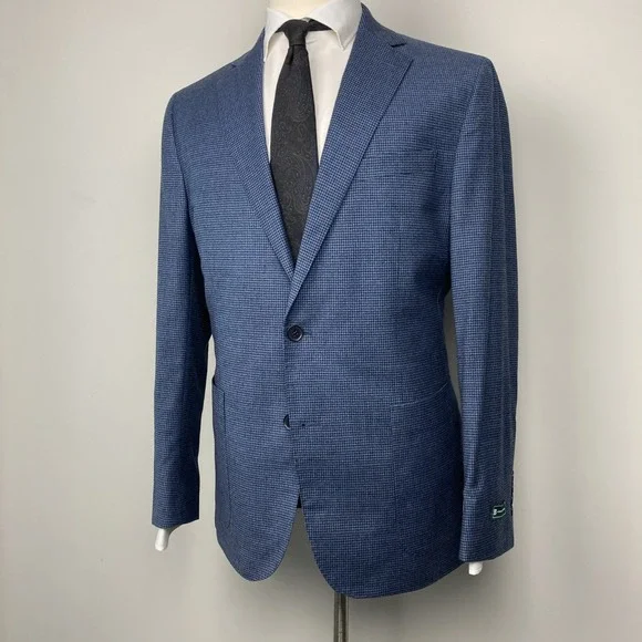 B by Brooks Brothers Mens Classic fit Sport Coat Blazer 40R Blue‎ Check F01172 - Picture 3 of 15